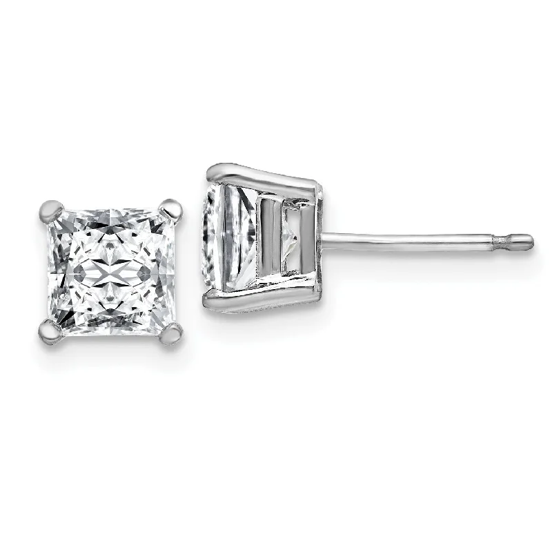 Shop Modern Jewelry Collections With Exclusive Discounts Flash Sale Fever 5MM Princess Cut Moissanite Stud Earrings in 14KT White Gold