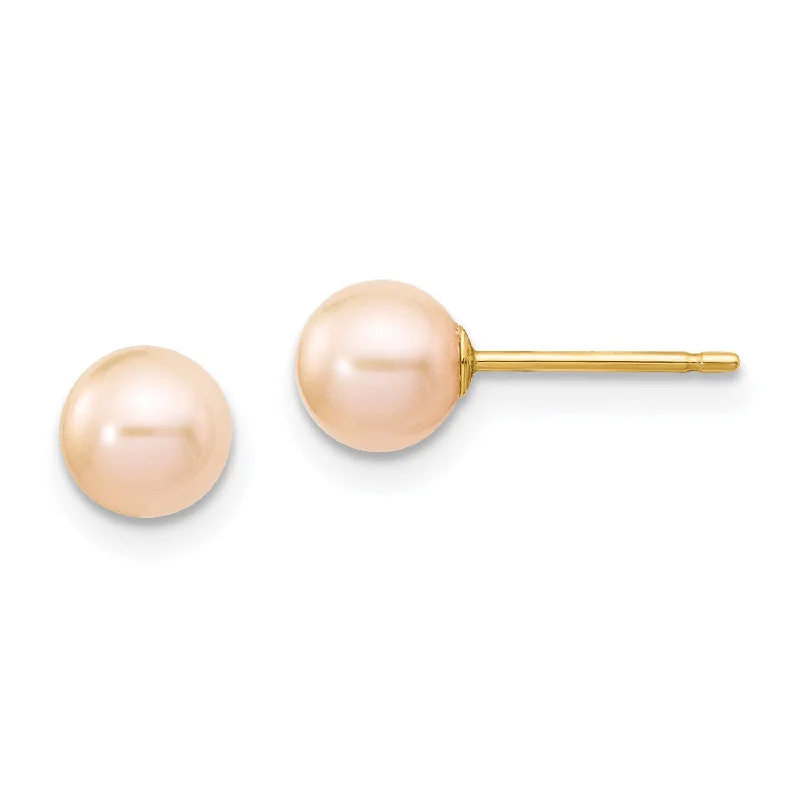 Stunning Statement Jewelry, Unbeatable Discounts Urban Fashion 5MM Round Pearl Stud Earrings in 14KT Yellow Gold