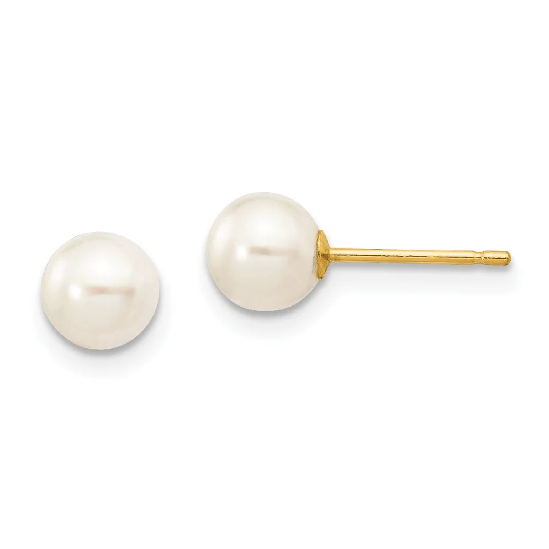 Timeless Elegance, Temporary Discounts – Act Fast Exclusive Sale 5MM Round Pearl Stud Earrings in 14KT Yellow Gold