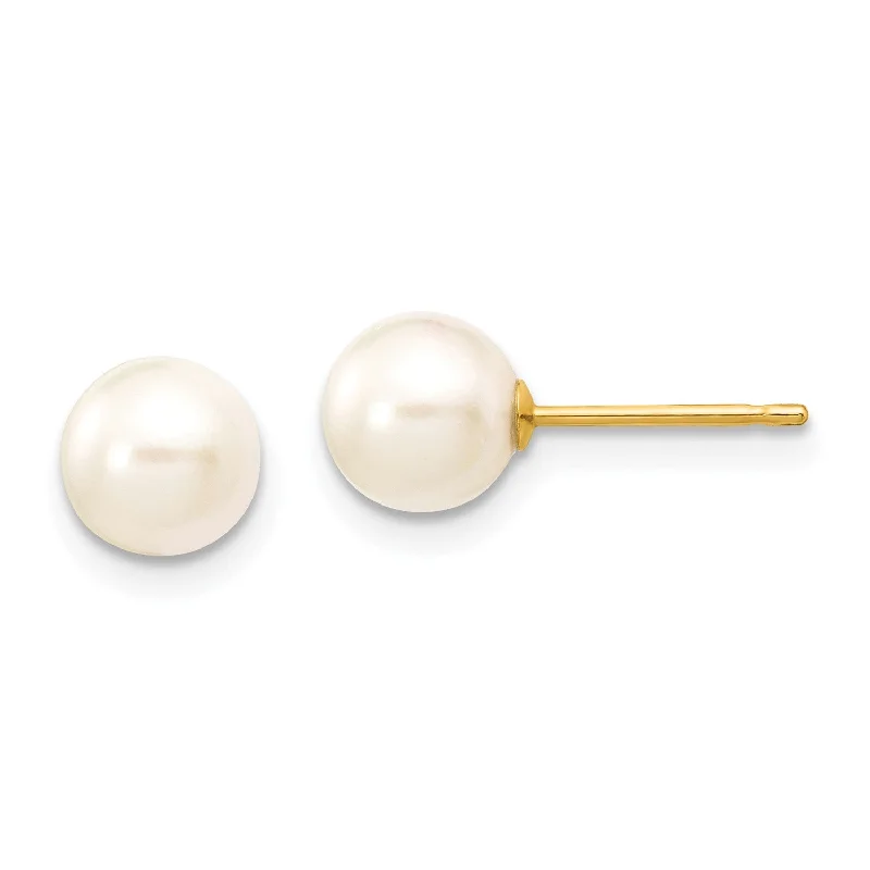 Elegant Necklaces And Bracelets At Limited-Time Offers Exclusive Sale 6MM Round Pearl Stud Earrings in 14KT Yellow Gold