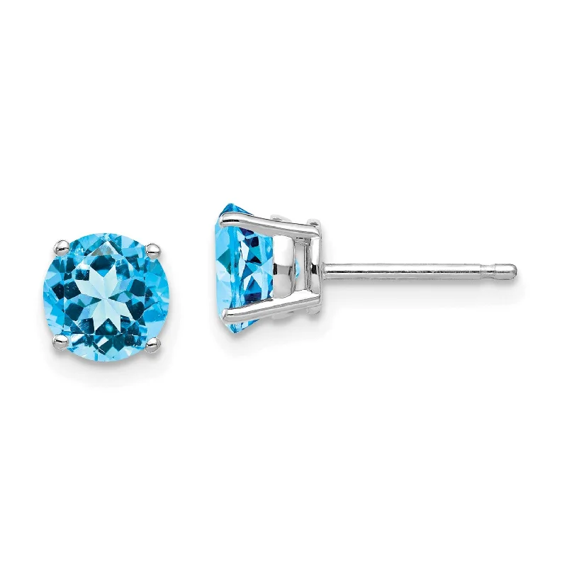 Buy More, Save More – Special Jewelry Discounts Crazy Discounts, Hurry Up 6MM Round Swiss Blue Topaz Stud Earrings in 14KT White Gold