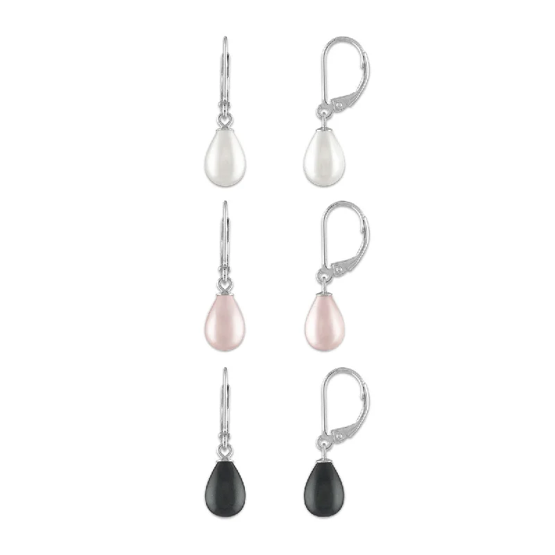 Trending Jewelry Now At Unbeatable Prices Hurry Before It'S Gone 7MM Shell Pearl 3-Pair Earrings in Sterling Silver