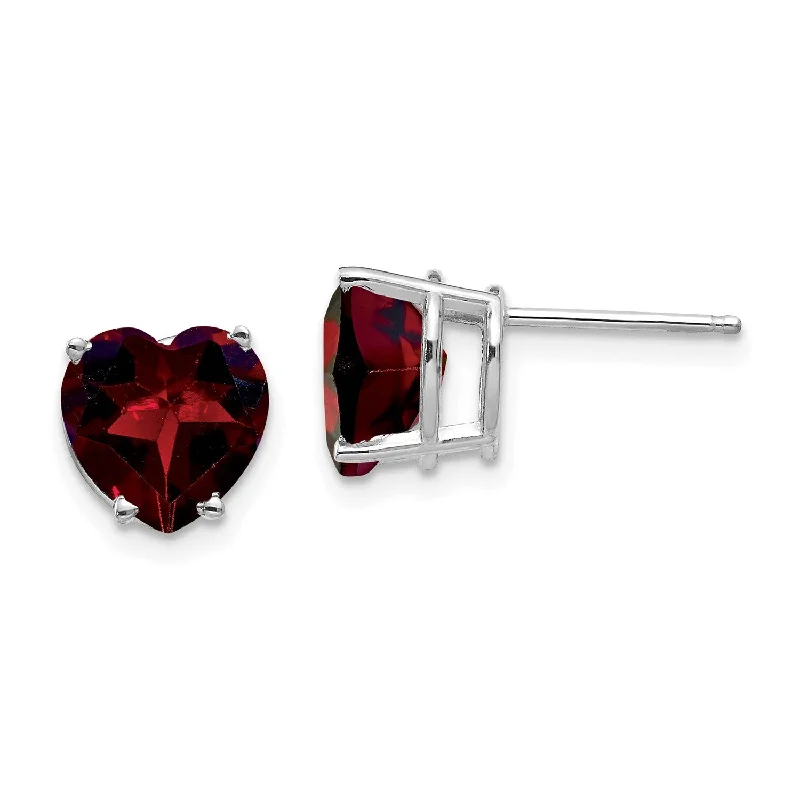 Luxury Meets Affordability – Jewelry Sale Live Now Latest Trends 8MM Heart Shape Garnet Stud Earrings in 14KT White Gold