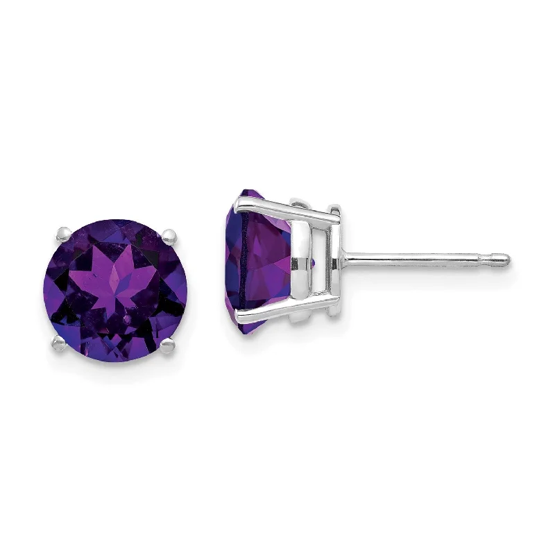 The Biggest Jewelry Sale Of The Year Is Here Fashion-Forward 8MM Round Amethyst Stud Earrings in 14KT White Gold