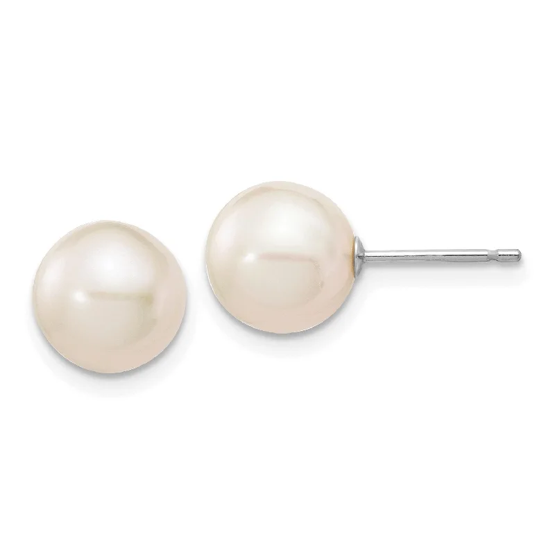 Timeless Jewelry At Special Discount Rates Break Fashion Norms 8MM Round Pearl Stud Earrings in 14KT White Gold