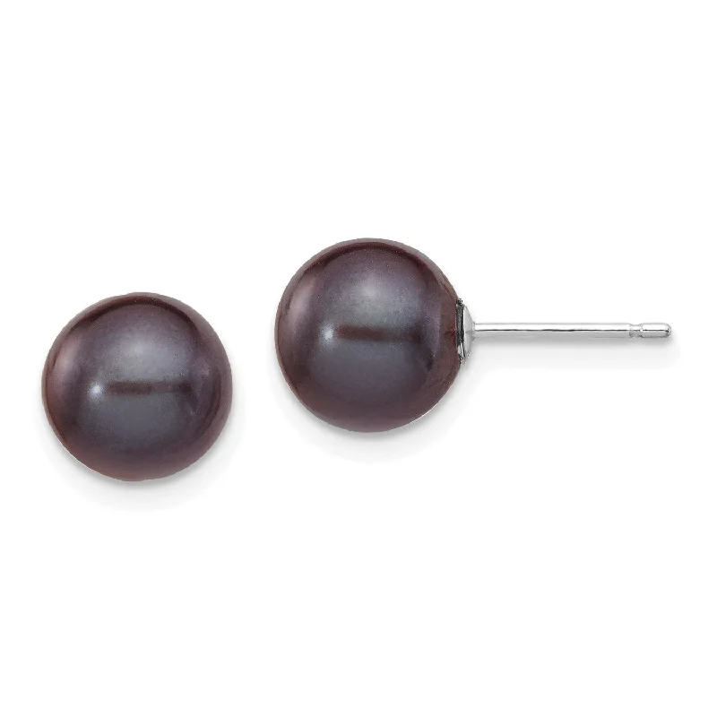 Exclusive Gemstone Jewelry At Special Prices Chic Trend Collection 8MM Round Pearl Stud Earrings in 14KT White Gold