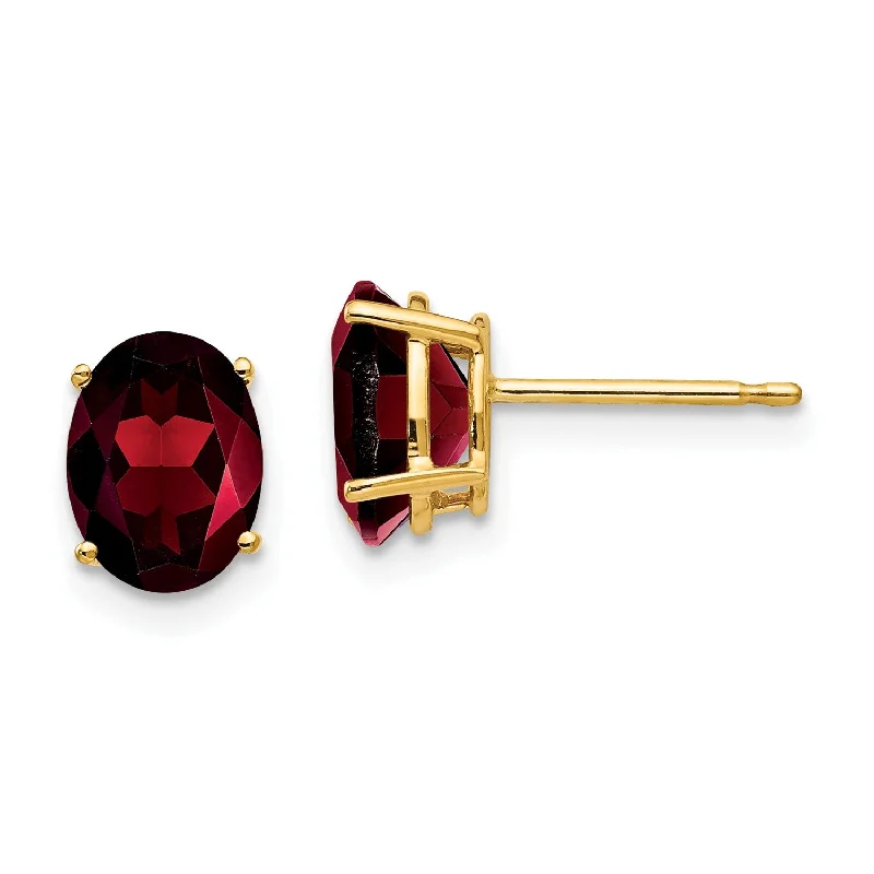 High-Quality Jewelry At A Fraction Of The Cost Sale Event, Prices Rock 8X6MM Oval Garnet Stud Earrings in 14KT Yellow Gold