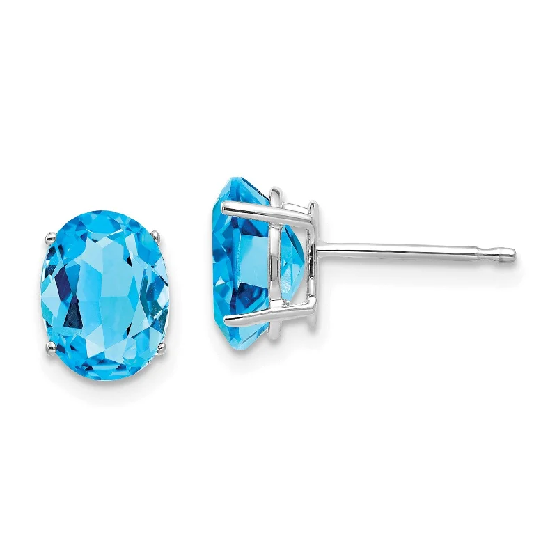 Best Jewelry Deals – Shop Premium Pieces At Great Prices Limited Time Deal 8X6MM Oval Swiss Blue Topaz Stud Earrings in 14KT White Gold