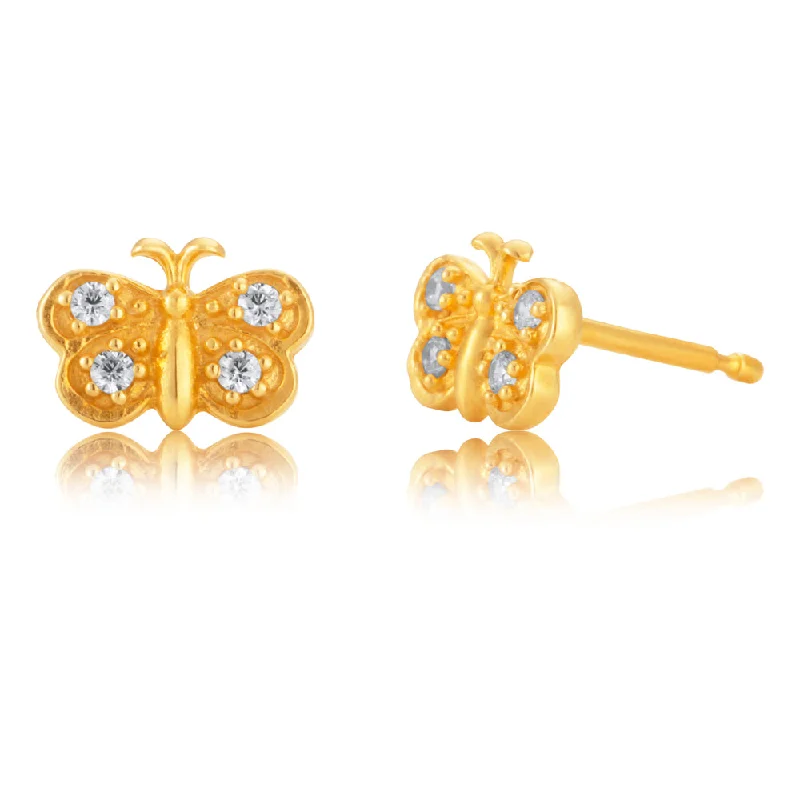 Get The Jewelry You Love At A Price You Love Trendy Street Style 9ct Gold Filled Cubic Zirconia Butterfly Shape Stud Earrings