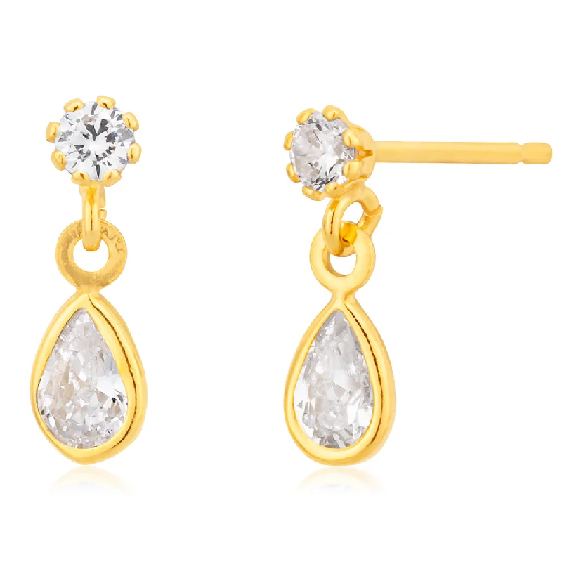 Elegant Jewelry Pieces At Unbelievable Prices Chic Style, Always In Vogue 9ct Gold Filled Cubic Zirconia Drop Stud Earrings