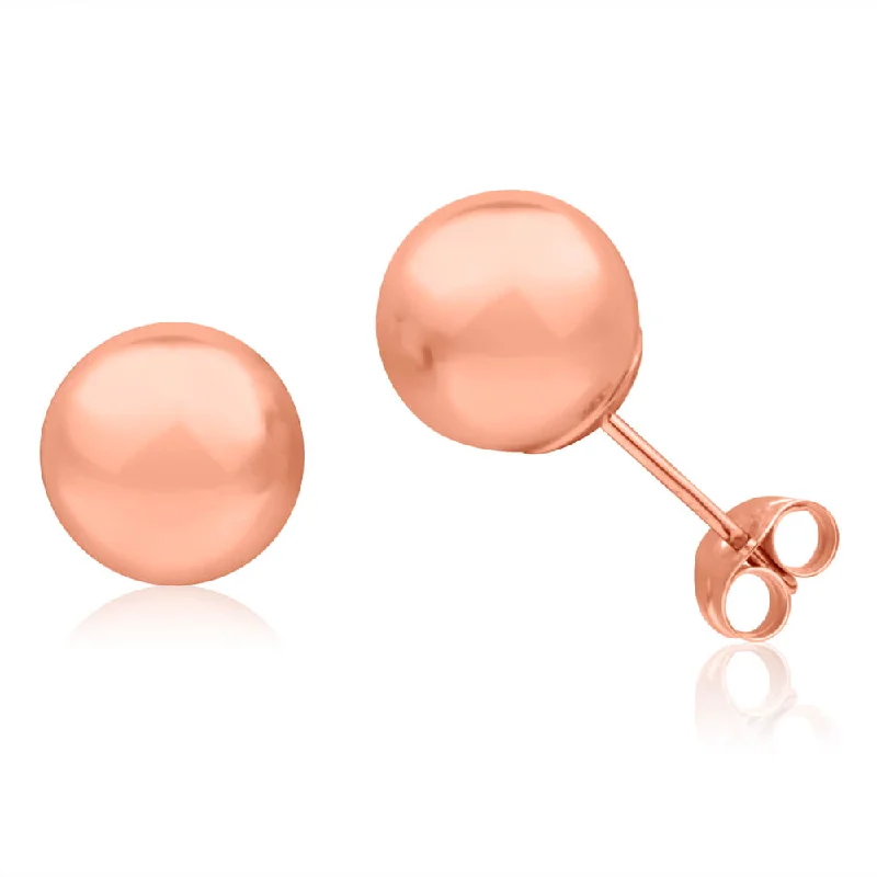 Premium Jewelry Now Available At Special Discounts Chic And Edgy 9ct Rose Gold 8mm Ball Stud Earrings