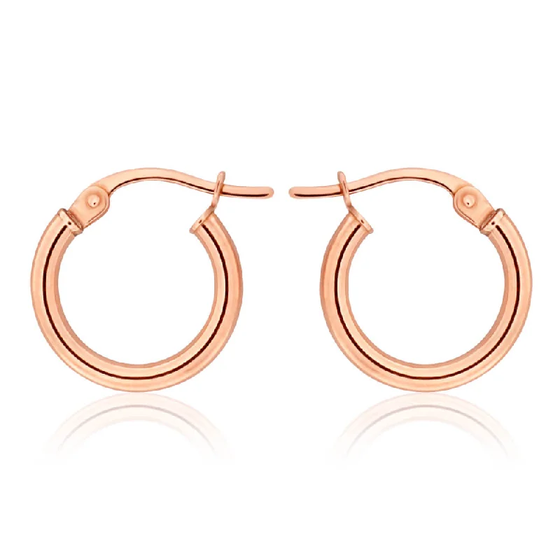 Exclusive Online Discounts On Stylish Jewelry 9ct Rose Gold Plain 10mm Hoop Earrings European made