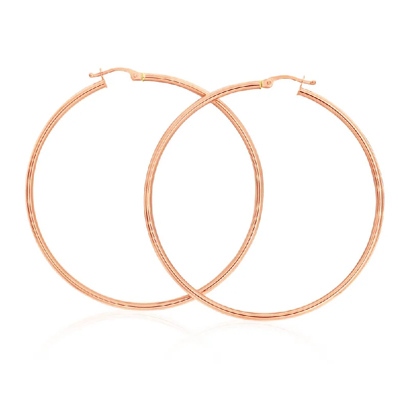 Seasonal Jewelry Deals – Elevate Your Style 9ct Rose Gold Plain 50mm Hoop Earrings European made