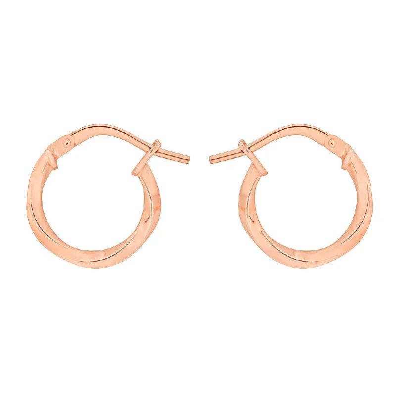 Trendy Minimalist Jewelry For Everyday Wear 9ct Rose Gold Silver Filled 10mm Twist Hoop Earrings