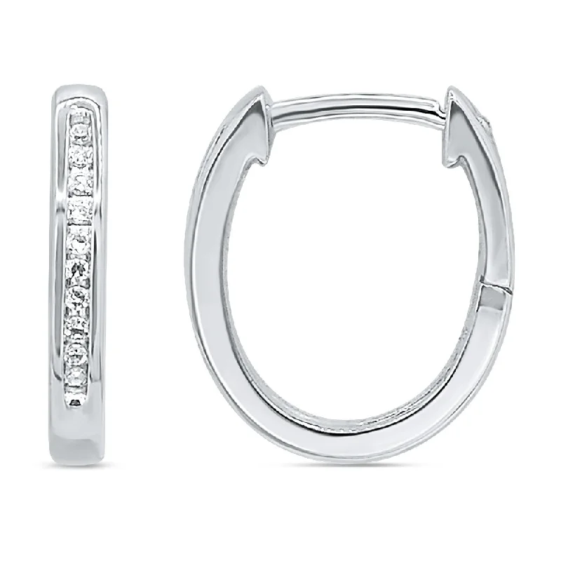 Shop High-Quality Jewelry At Jaw-Dropping Discounts 9ct White Gold Hoop Earrings with 20 Brilliant Diamonds