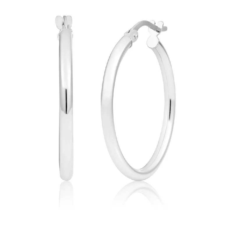 Exclusive Gemstone Jewelry Markdowns – Shop Now 9ct White Gold Plain 20mm Hoops