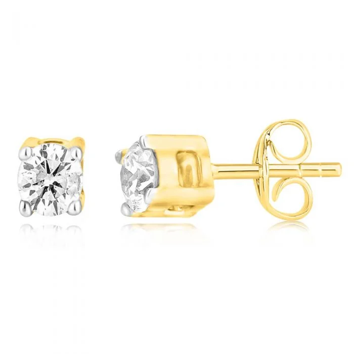 Trending Jewelry Styles Now At Limited-Time Discounts Step Ahead, Lead The Trend 9ct Yellow Gold 0.05 Carat Diamond Stud Earrings