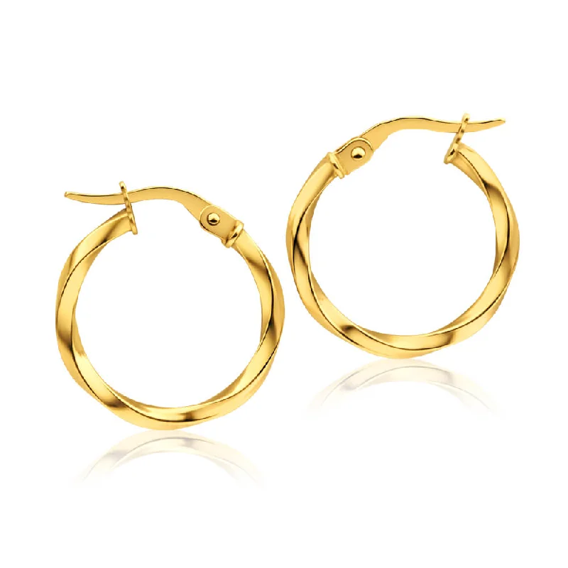 Dazzle With Discounts – Shop Jewelry On Sale 9ct Yellow Gold 15mm Italian Made Twist Hoop Earrings