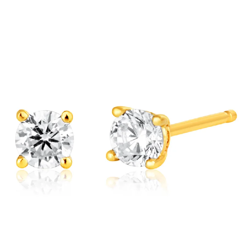 Jewelry Clearance – Final Chance To Save Big Casual Fashion 9ct Yellow Gold 3mm Zirconia Brilliant Cut Stud Earrings