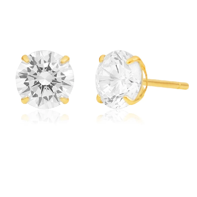 Gorgeous Jewelry, Limited-Time Savings 9ct Yellow Gold 6mm Brilliant Zirconia Studs