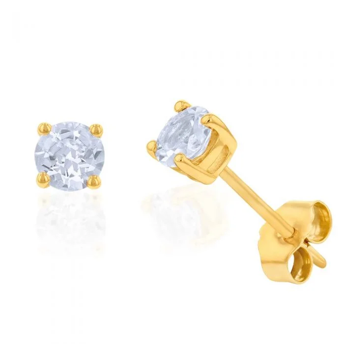 Premium Diamond Jewelry At Once-In-A-Lifetime Discounts Edgy Fashion Deals 9ct Yellow Gold Aquamarine 4mm Stud Earrings