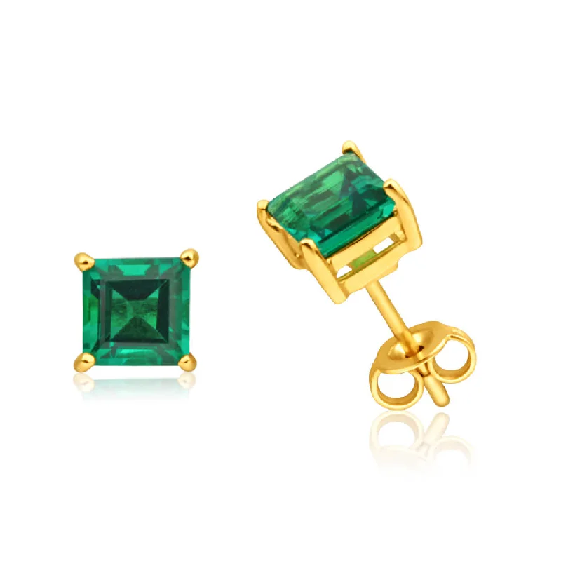 Save On Luxury Jewelry Pieces – Limited-Time Offers Exclusive Discount 9ct Yellow Gold Created Emerald Stud Earrings