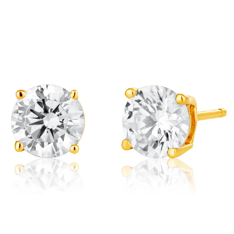 Breathtaking Jewelry, Breathtaking Prices Mega Sale 9ct Yellow Gold Cubic Zirconia Brilliant Cut 5mm Stud Earrings