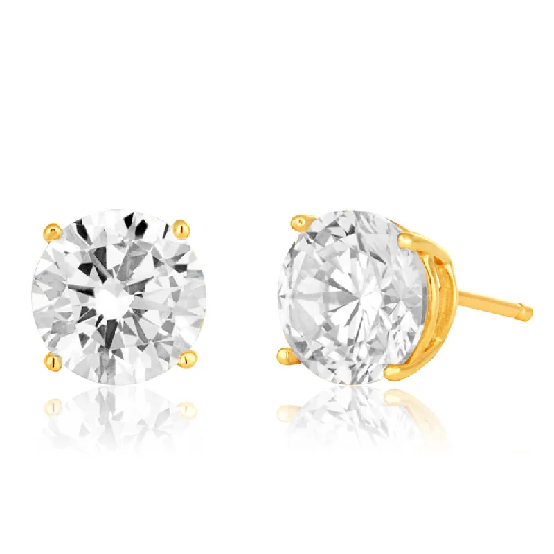 Grab Exquisite Jewelry At The Lowest Prices Style Upgrade 9ct Yellow Gold Cubic Zirconia Brilliant Cut 6.5mm Stud Earrings