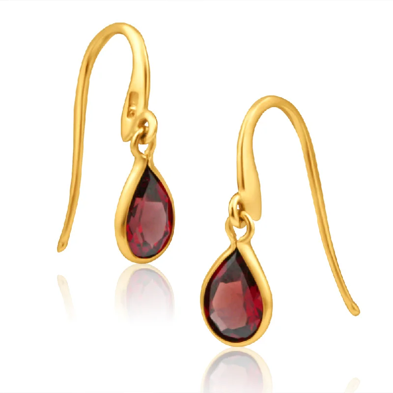 Save On Luxury Jewelry Pieces – Limited-Time Offers 9ct Yellow Gold Garnet Pear Drop Earrings