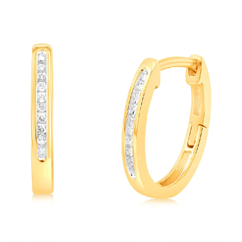 Exclusive Jewelry Sale – Shine For Less 9ct Yellow Gold Hoop Earrings with 20 Brilliant Diamonds