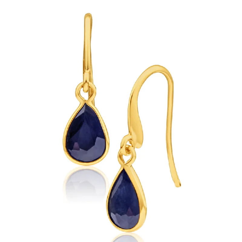 The Biggest Jewelry Sale Of The Year Is Here 9ct Yellow Gold Natural Black Sapphire Pear Drop Earrings