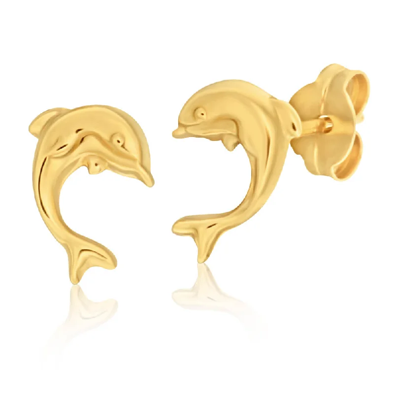 Elegant Jewelry, Exclusive Prices – Shop Now New Season Fashion Preview 9ct Yellow Gold Plain Dolphin Stud Earrings