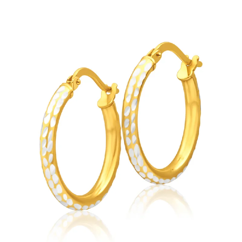 Trending Jewelry Now Available At Exclusive Prices Break Fashion Norms 9ct Yellow Gold Silver Filled 15mm Hoop Earrings with diamond cut feature