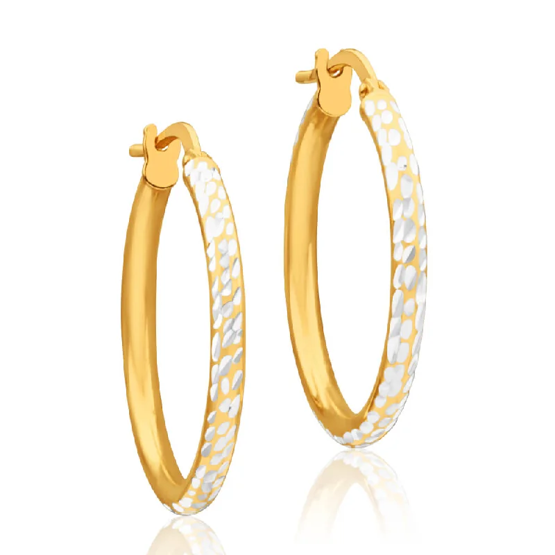 Huge Savings On Timeless Jewelry Collections Style Redefined 9ct Yellow Gold Silver Filled 20mm Hoop Earrings with diamond cut feature