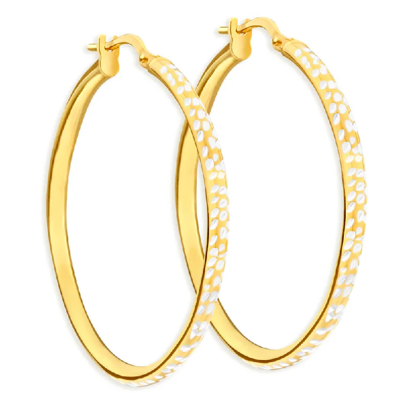 Must-Have Jewelry Pieces At Reduced Prices Sophisticated Style Offers 9ct Yellow Gold Silver Filled 30mm Hoop Earrings with diamond cut feature