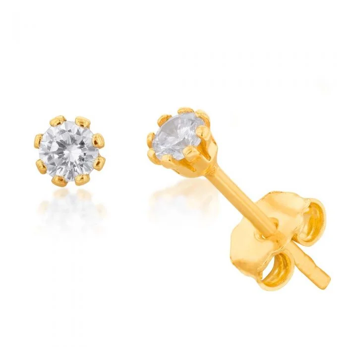 Shop Elegant Jewelry At Unbeatable Prices New Arrivals 9ct Yellow Gold Silver Filled Cubic Zirconia Claw Stud Earrings