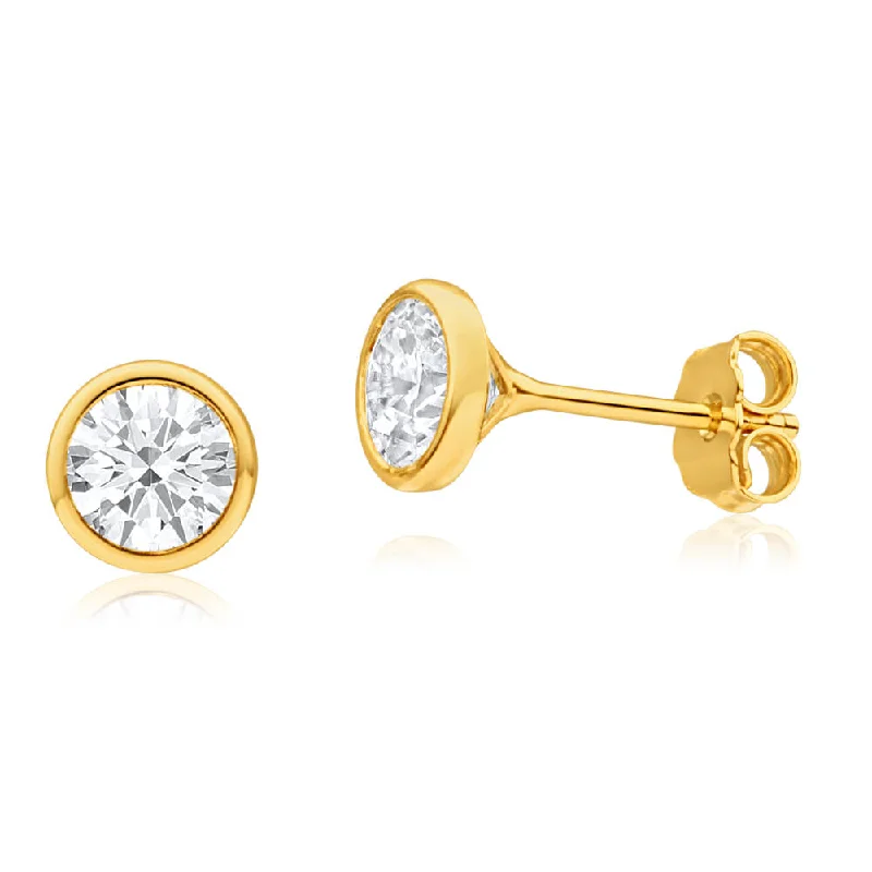 Sparkle More For Less – Jewelry Sale Happening Now Fashion Forward, Function First 9ct Yellow Gold Silver Filled Cubic Zirconia Simple Round Stud Earrings