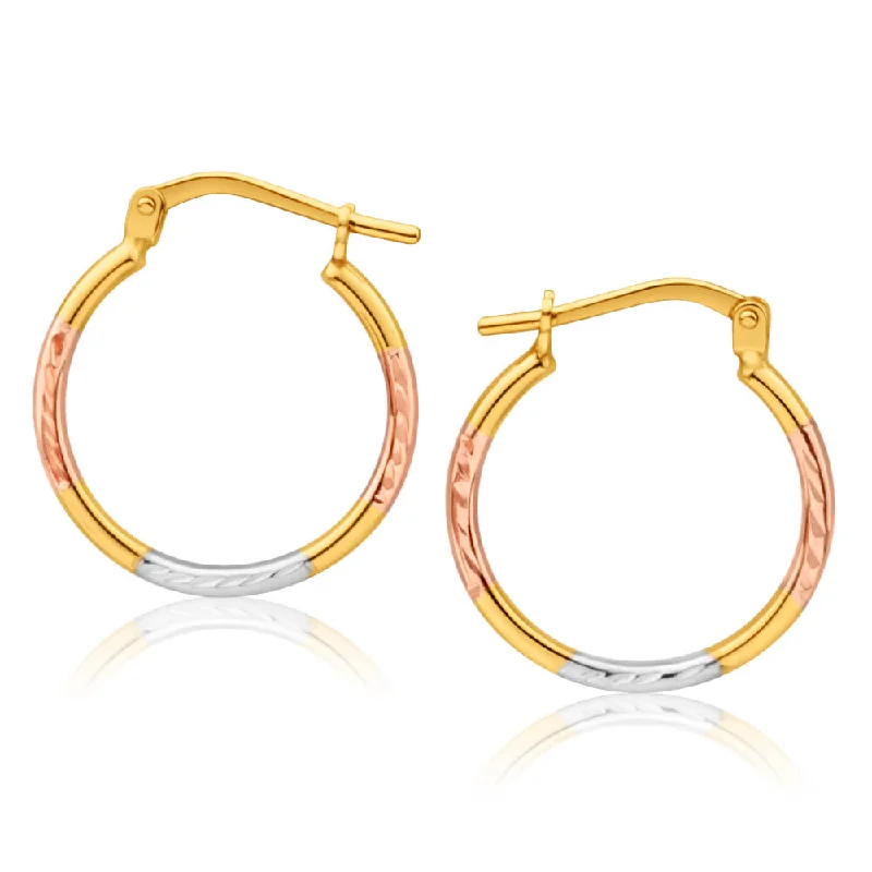 Buy More, Save More – Special Jewelry Discounts 9ct Yellow Gold Silver Filled Fancy Three Tone 15mm Hoop Earrings