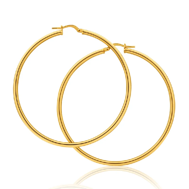 Grab Your Favorite Jewelry At The Lowest Prices Fresh Styles, Fresh Deals 9ct Yellow Gold Silver Filled Gypsy 50mm Hoop Earrings