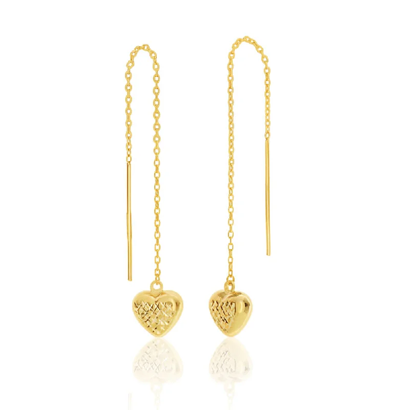 Bold And Beautiful Jewelry Now At Irresistible Prices 9ct Yellow Gold Silver Filled Heart Long Thread Drop Earrings