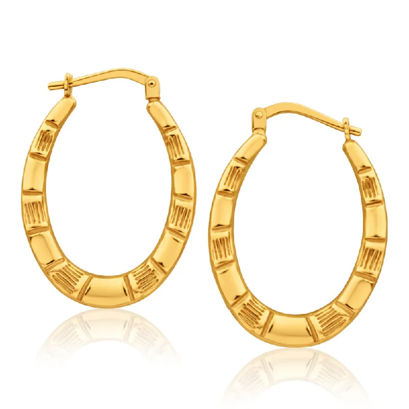 Discover Unique Jewelry With Special Limited-Time Offers New Arrivals 9ct Yellow Gold Silver Filled Oval Bamboo Style 13mm Hoop Earrings