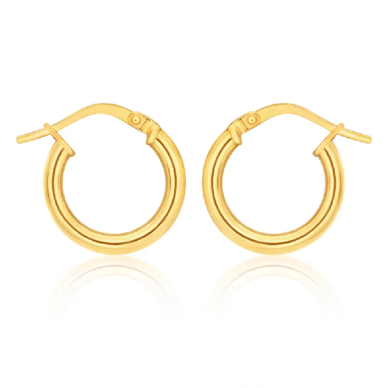 Final Call For Exquisite Jewelry At Reduced Rates Fashion Forward 9ct Yellow Gold Silver Filled plain 10mm Hoop Earrings