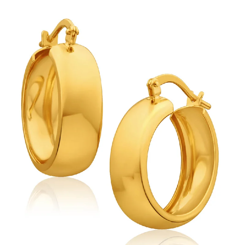 Limited-Time Jewelry Sale – Don't Miss These Deals 9ct Yellow Gold Silver Filled Plain 6x16mm Hoop Earrings