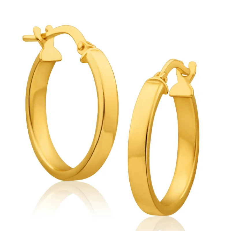 Shine Without Limits – Jewelry Sale Happening Now Huge Price Cut 9ct Yellow Gold Silver Filled Square Edge 15mm Hoop Earrings