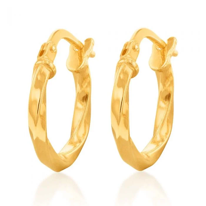 Waterproof Stainless Steel Jewelry For Lasting Beauty Flash Sale, Don'T Miss 9ct Yellow Gold Silver Filled Twist 10mm Hoop Earrings