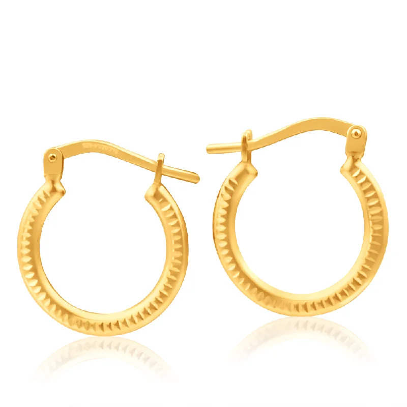 Final Call For Exquisite Jewelry At Reduced Rates 9ct Yellow Gold Silver Filled Zag 10mm Hoop Earrings