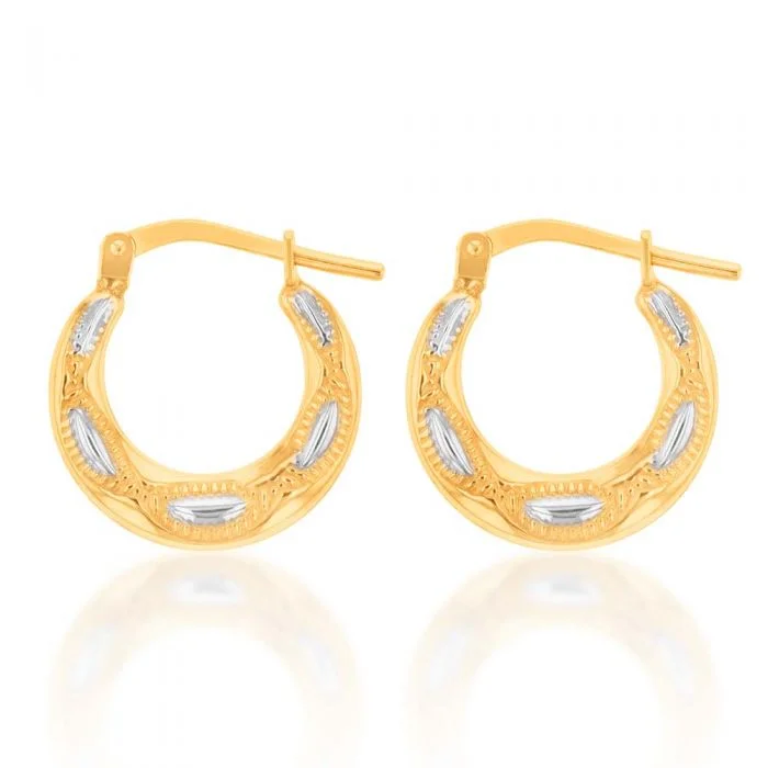 Sparkle More For Less – Jewelry Sale Happening Now 9ct Yellow Gold Silver FilledTwo Tone 15mm Hoop Earrings