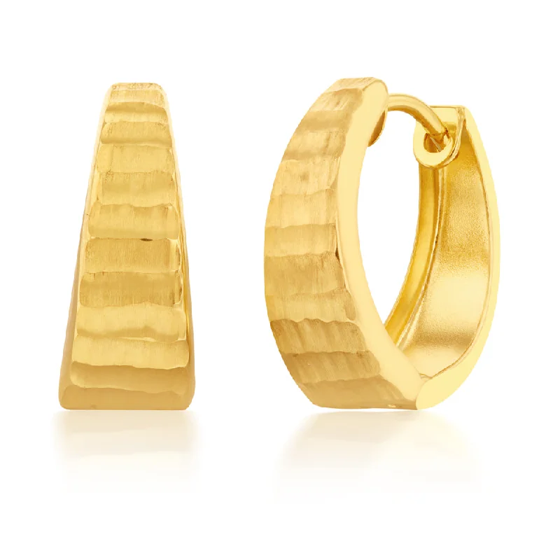 Must-Have Jewelry At Unbelievable Discounts 9ct Yellow Gold Silverfilled Textured Huggies Earrings