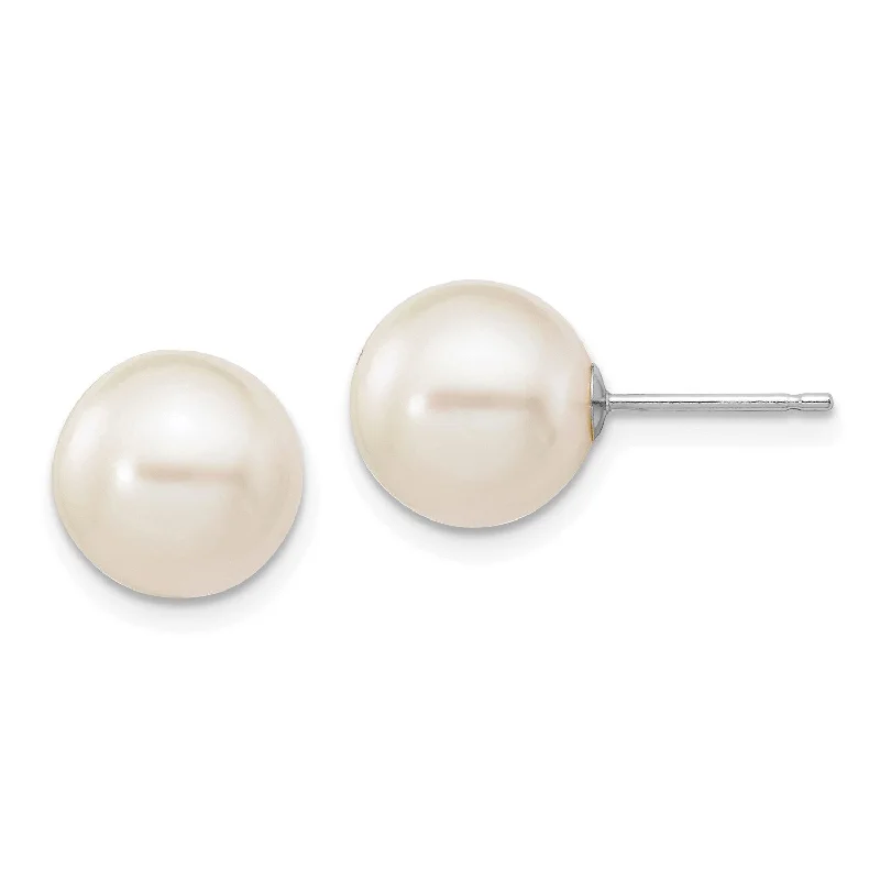 Shop Fine Jewelry With Exclusive Savings Style Revolution 9MM Round Pearl Stud Earrings in 14KT White Gold