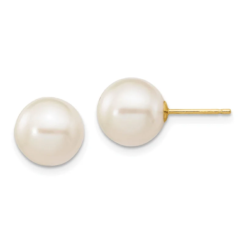 Grab Stylish Jewelry Before The Sale Ends Insane Discount Onslaught 9MM Round Pearl Stud Earrings in 14KT Yellow Gold